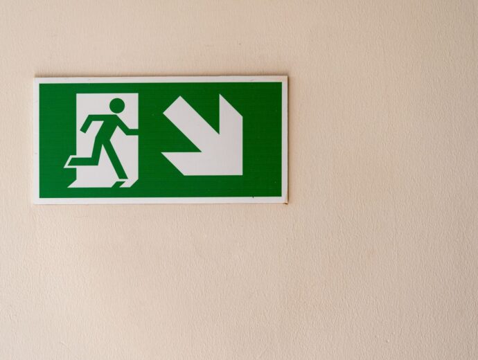 Close up of fire exit lighting